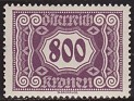 Austria - 1922 - Numbers - 800 K - Violet - Austria, Numbers - Scott J123 - 0